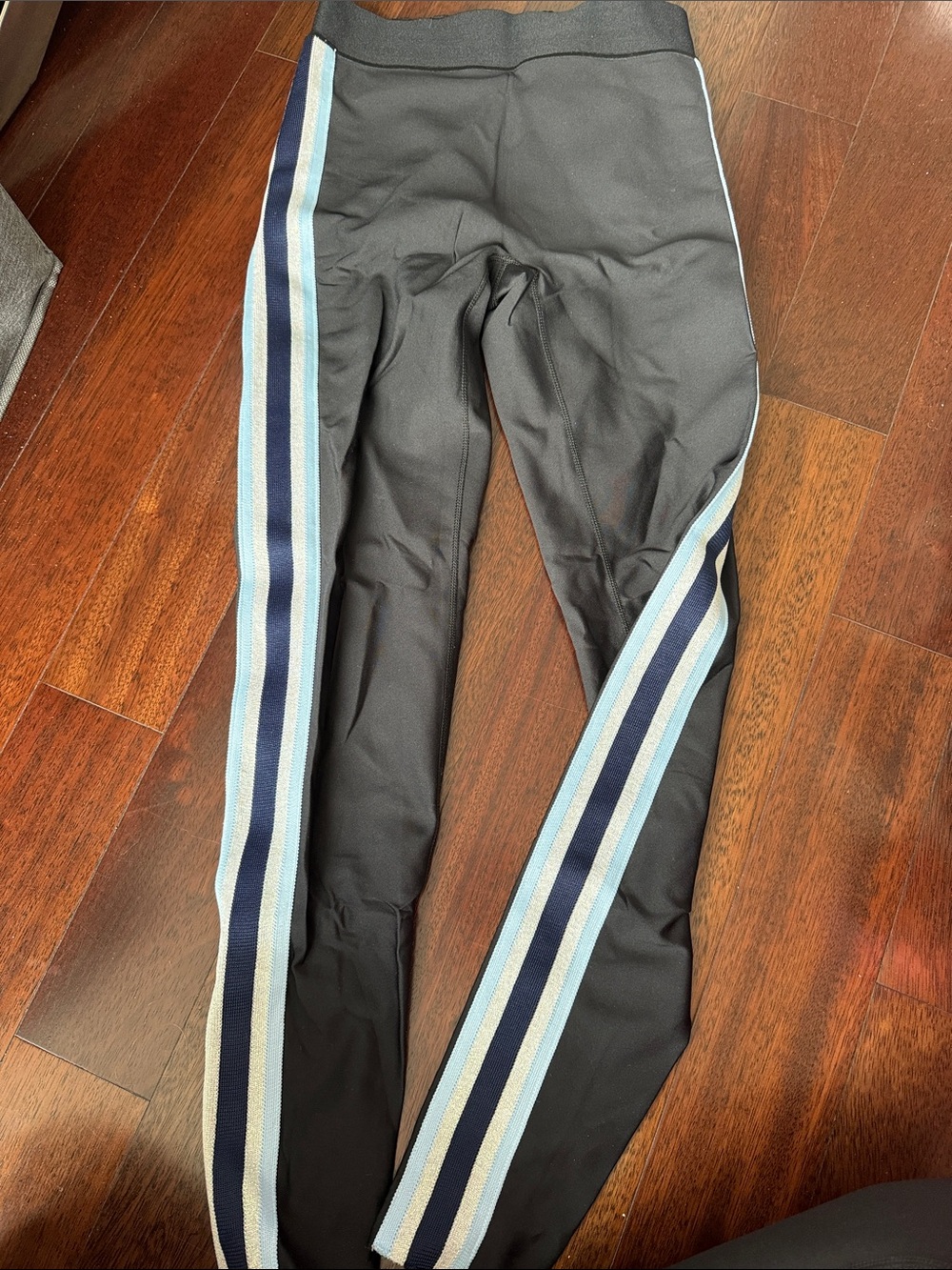 Ultracor max compression Black Leggings with Navy and Light Blue Side Stripes